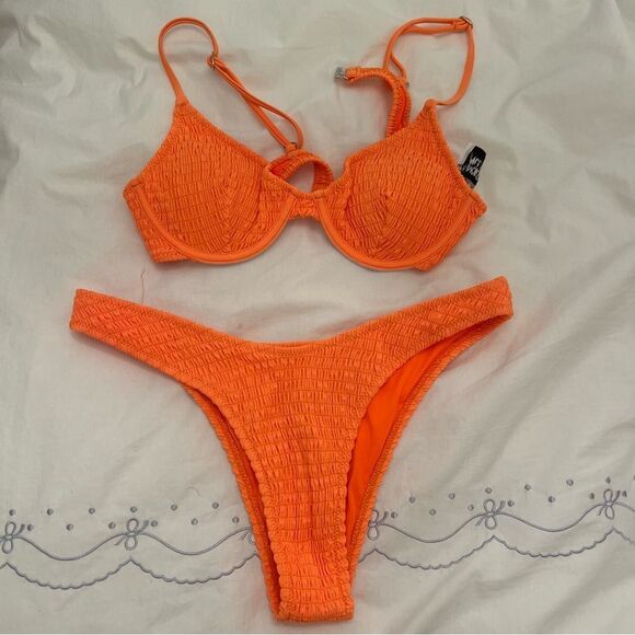 Princess Polly Orange Textured Bikini Set - Picture 1 of 4